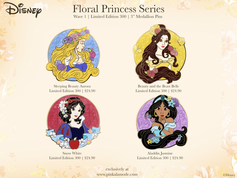 Floral Princess Pin Series Wave 1 at Pink a la Mode - Disney Pins Blog