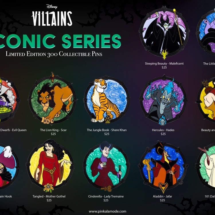 Disney Villains Stained Glass Collectible Pin Series at Pink a la