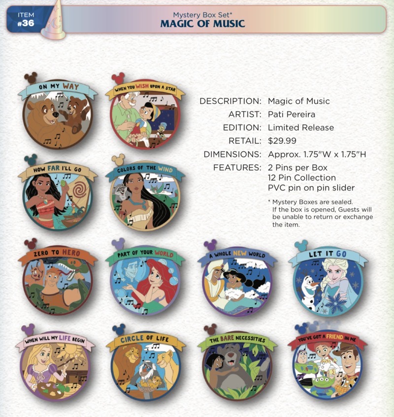 Magic of Music Mystery Pin Set - Disney Magic HAP-Pins 2023 Event