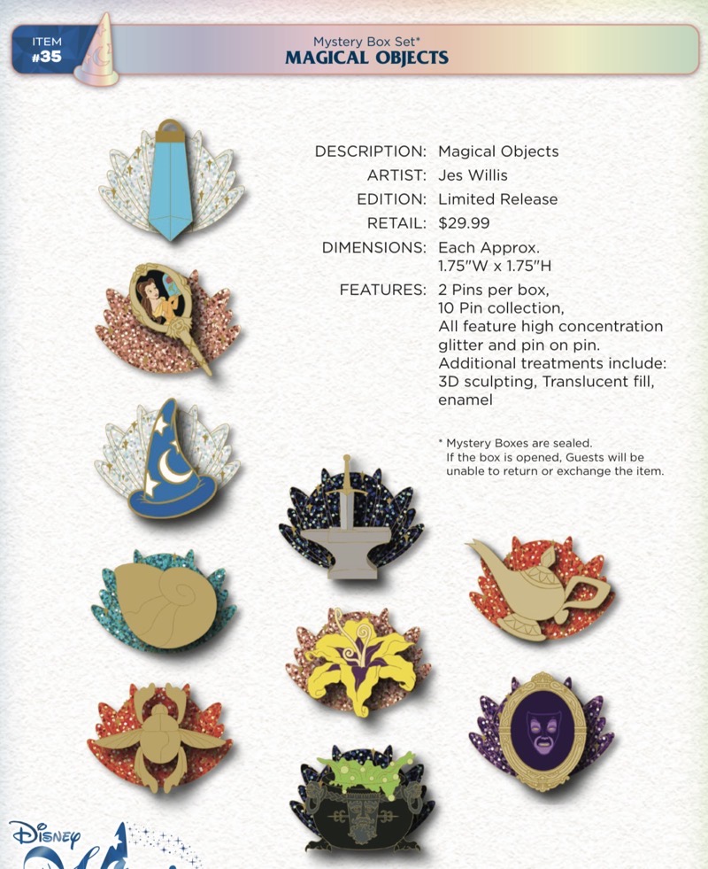Magical Objects Mystery Pin Set - Disney Magic HAP-Pins 2023 Event