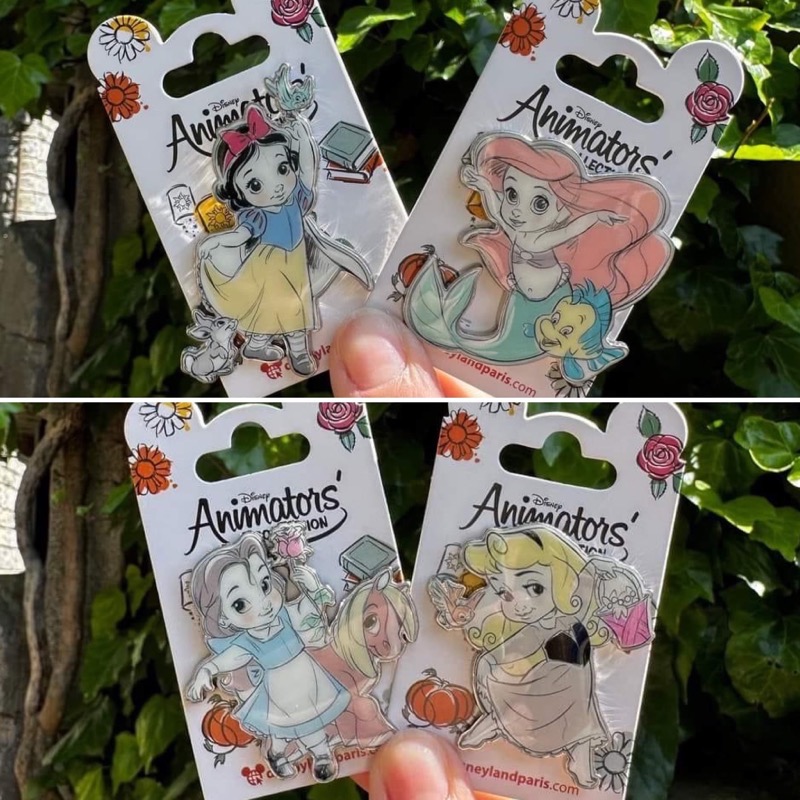 Snow White, Ariel, Belle & Aurora Animators’ Pins - Disneyland Paris