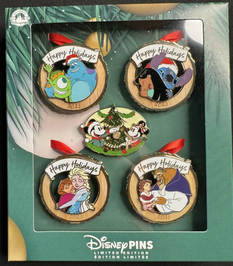 Happy Holidays 2023 Disney Pin Set