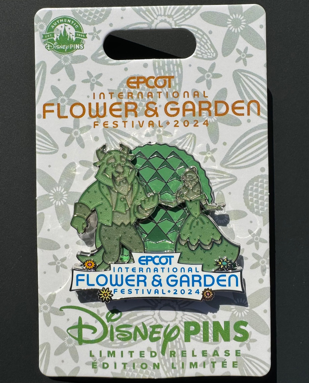 Beauty and the Beast Topiary Pin – Epcot Flower & Garden Festival 2024