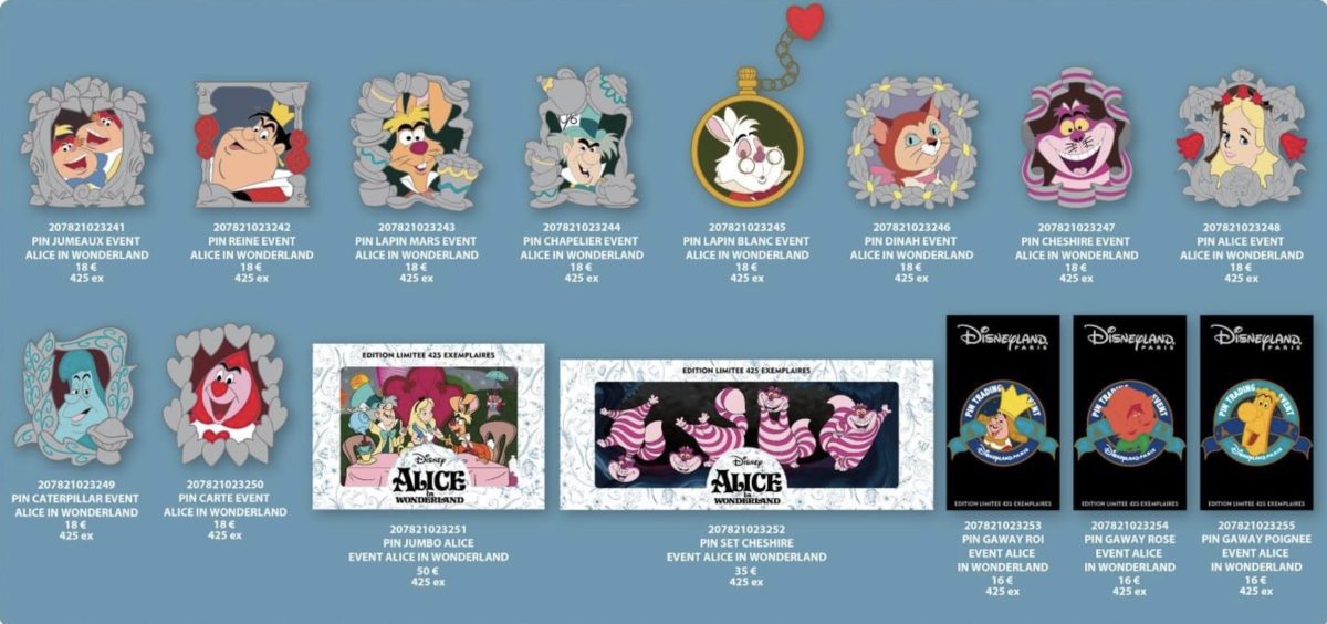 Alice in Wonderland 2024 Disneyland Paris Event Pins