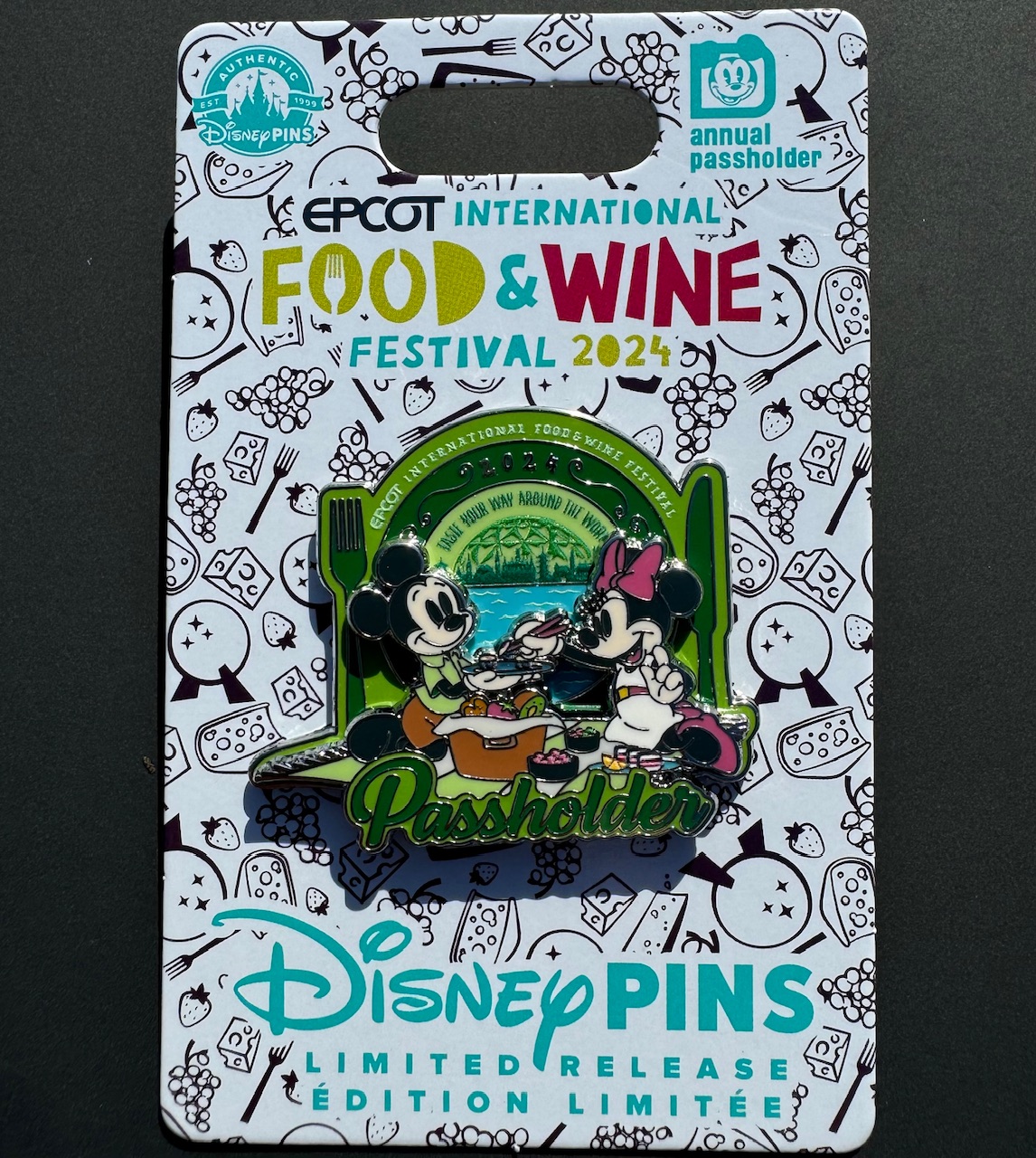 Mickey & Minnie Passholder Pin - Epcot Food & Wine Festival 2024