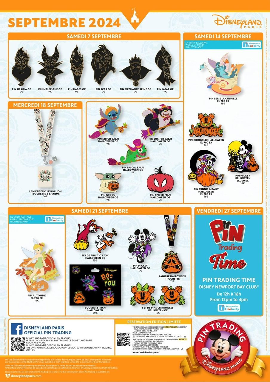 Disneyland Paris September 2024 Pin Releases