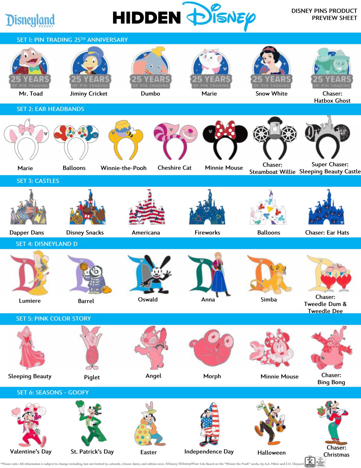 Disneyland Hidden Disney 2025 Pin Releases