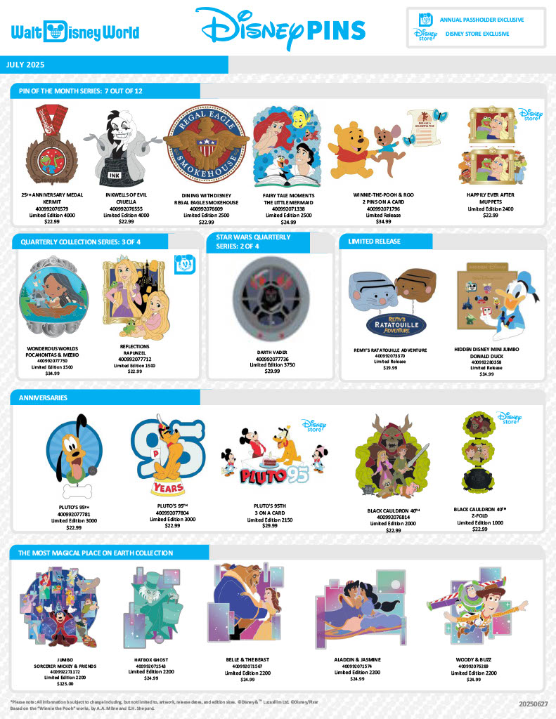 July 2025 Walt Disney World Pin Preview July 2025 Walt Disney World Pin Preview