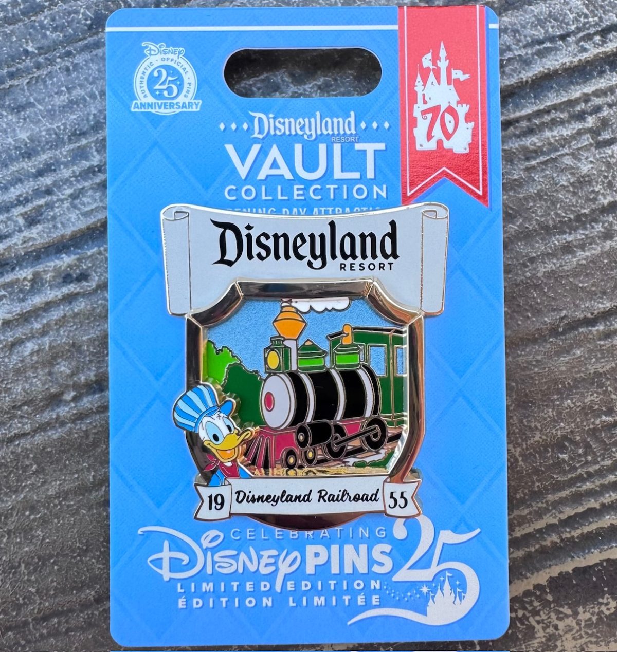 Disneyland Railroad Donald Duck - Disneyland Opening Day Attraction Poster Pin