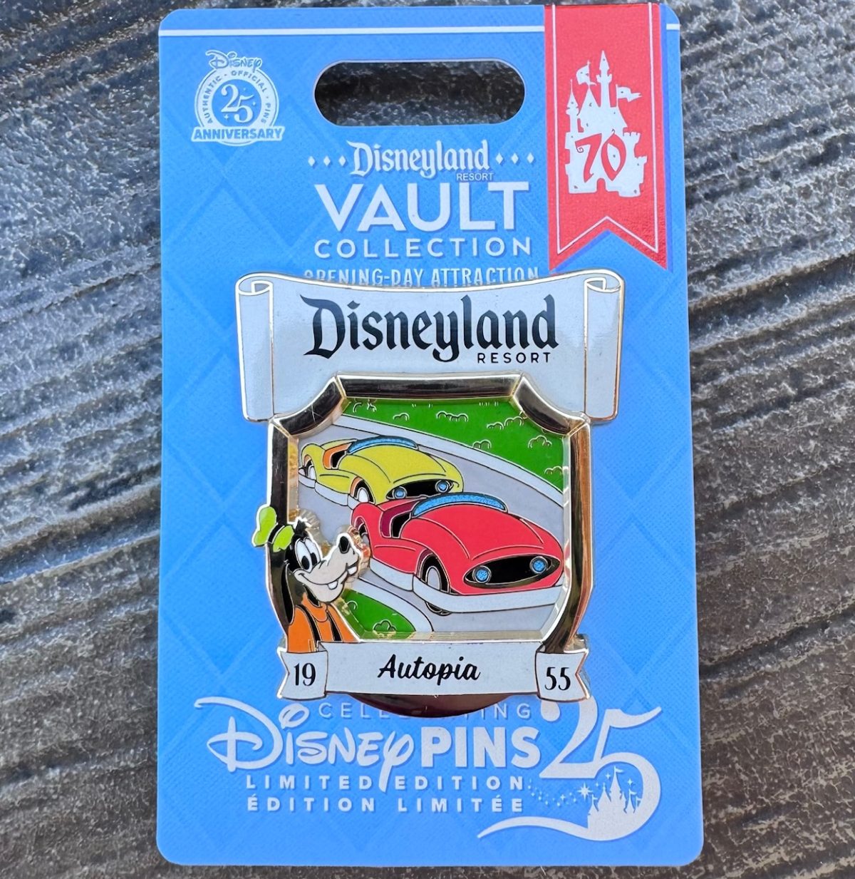 Autopia Goofy - Disneyland Opening Day Attraction Poster Pin