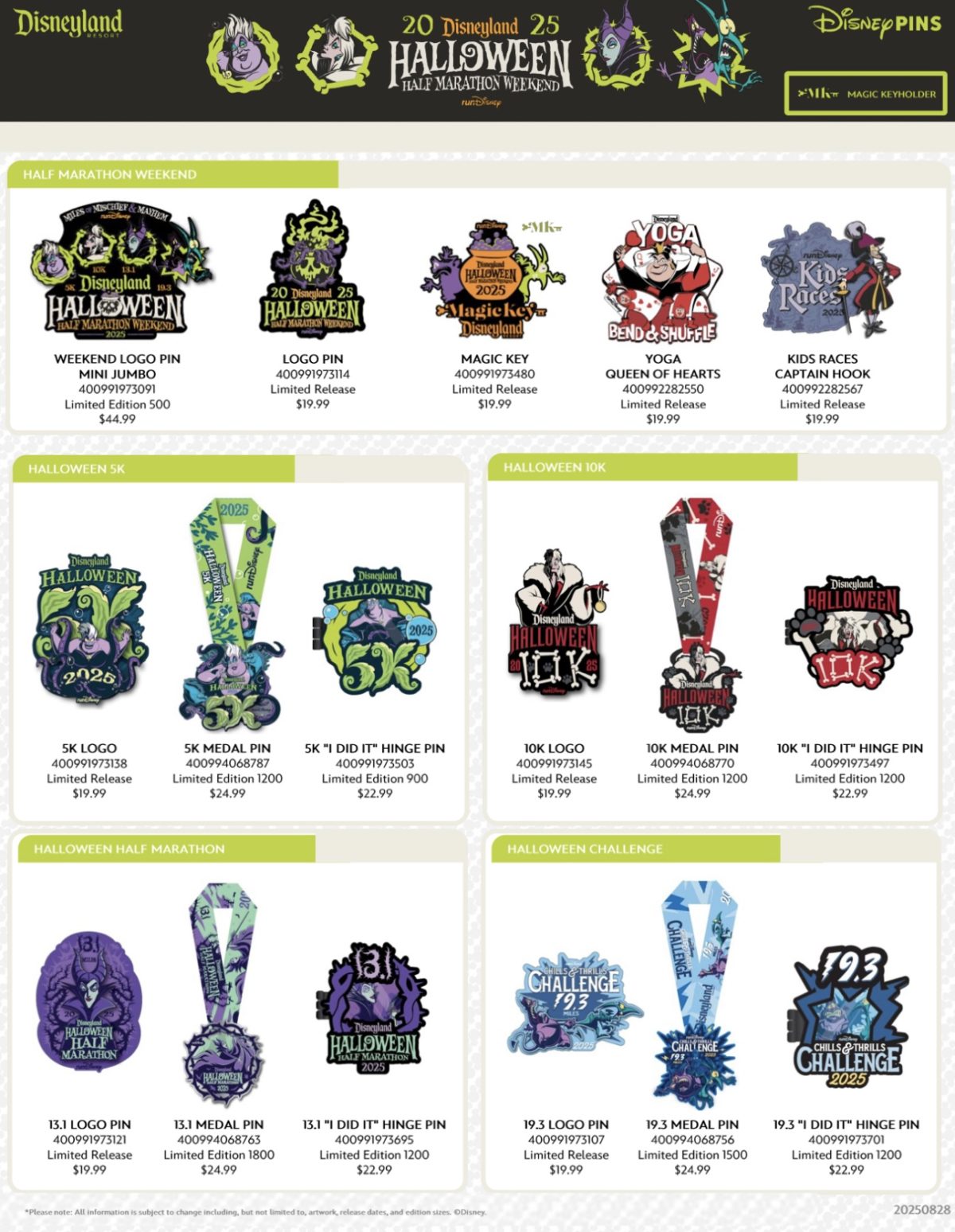 Disneyland Halloween Half Marathon Weekend 2025 runDisney Pins