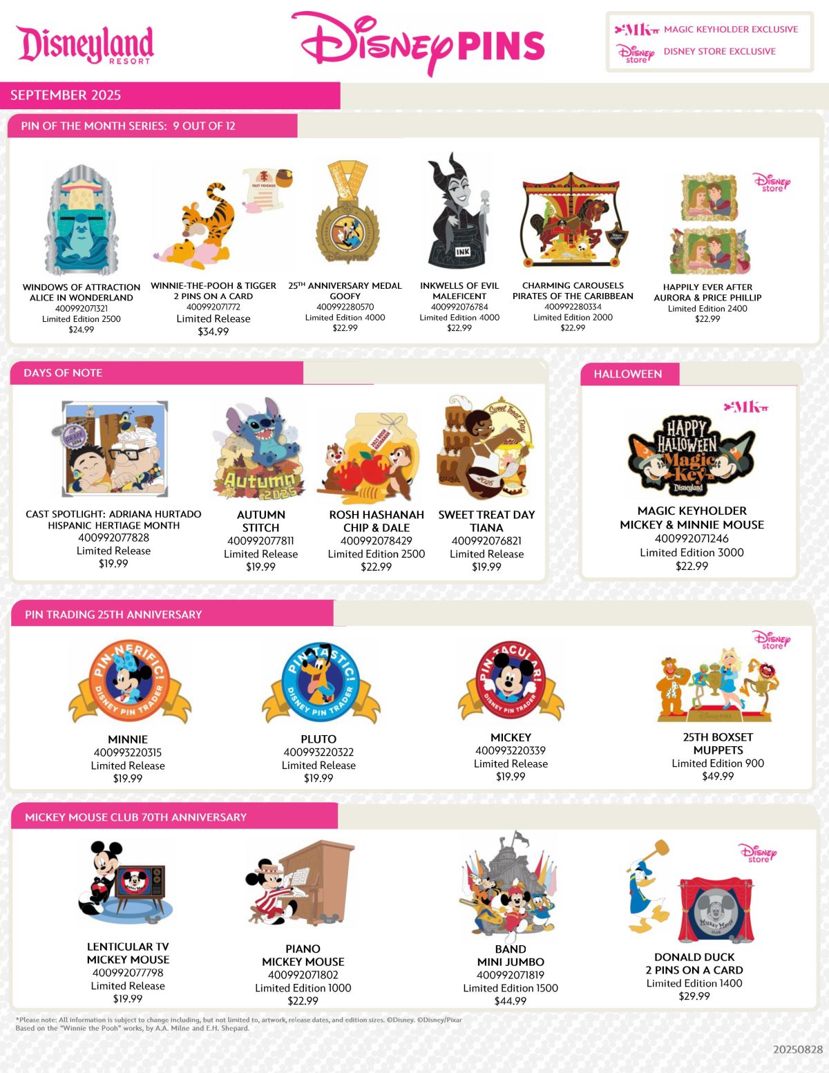 September 2025 Disneyland Pin Preview