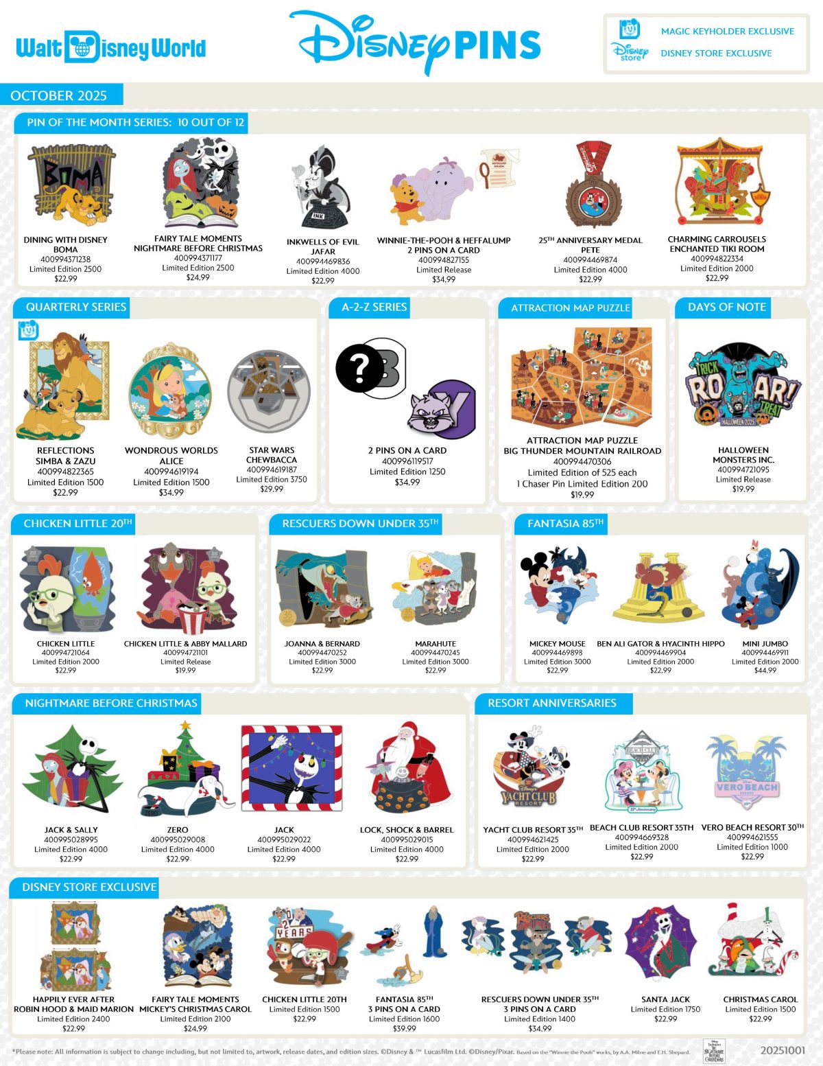 October 2025 Walt Disney World Pin Preview