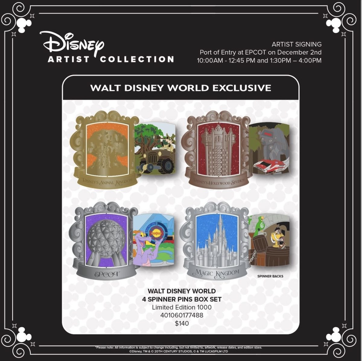 Walt Disney World Jes Willis Artist Pin Set