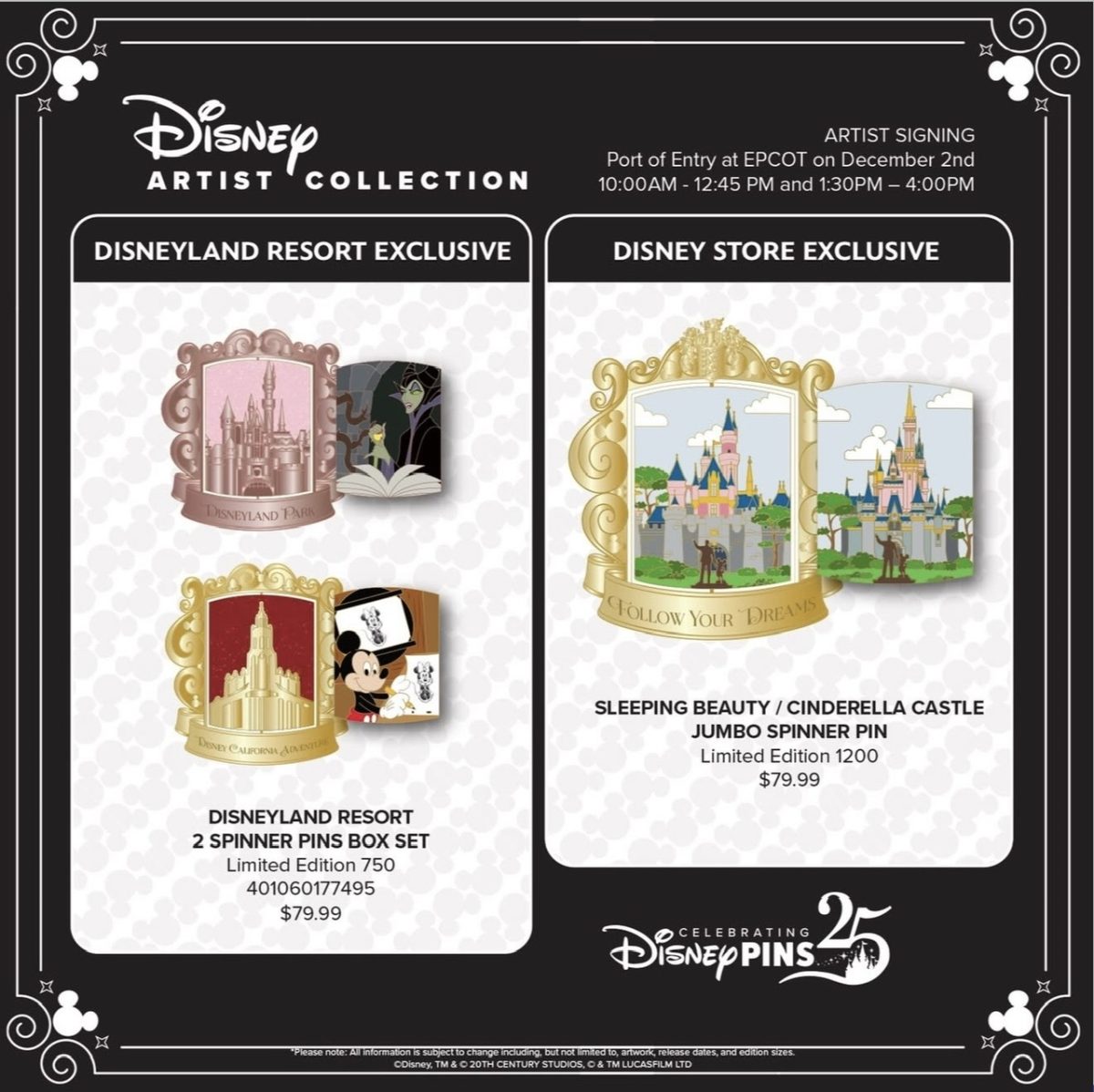 Disneyland & Disney Store Jes Willis Artist Pins