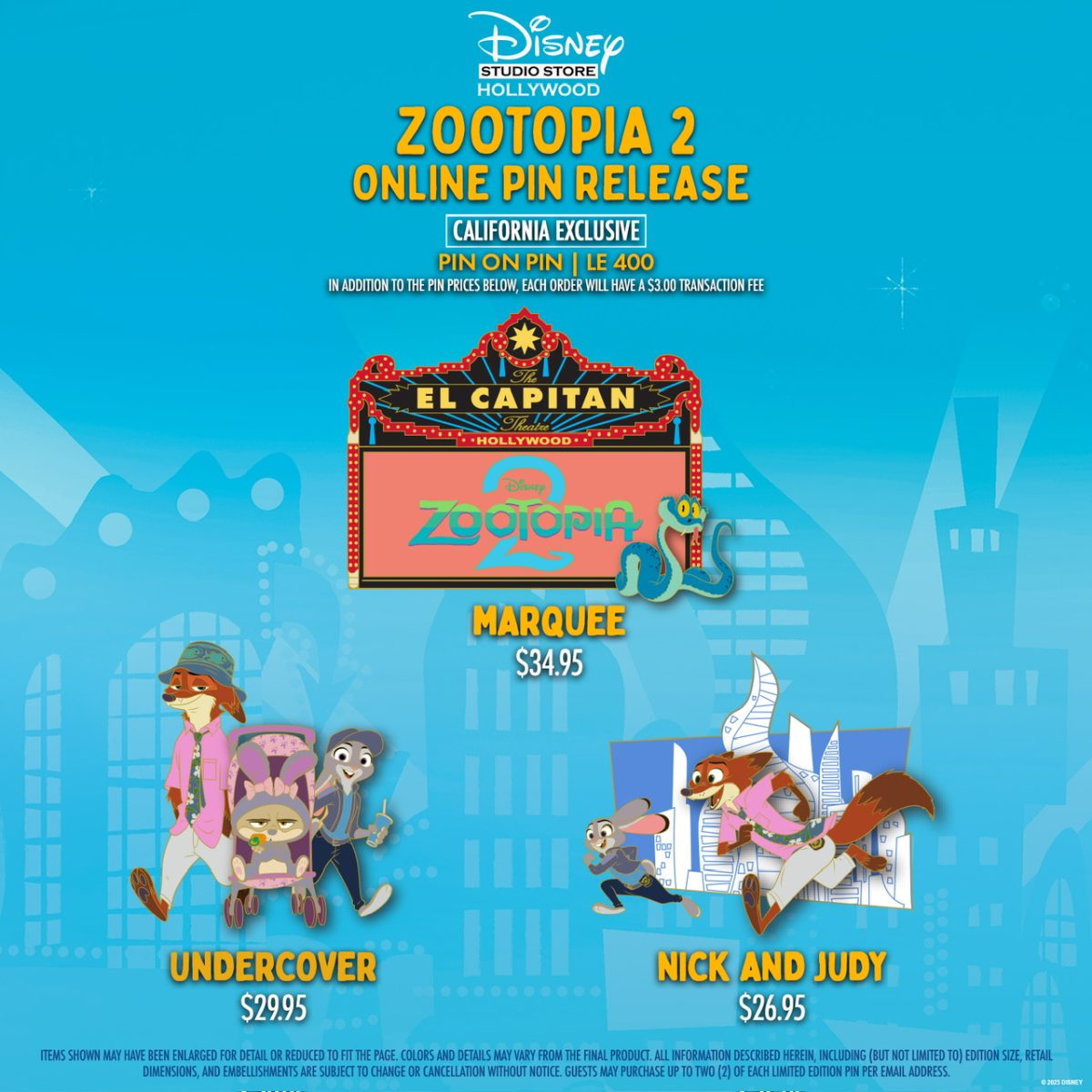 Zootopia 2 Pins - Disney Studio Store Hollywood